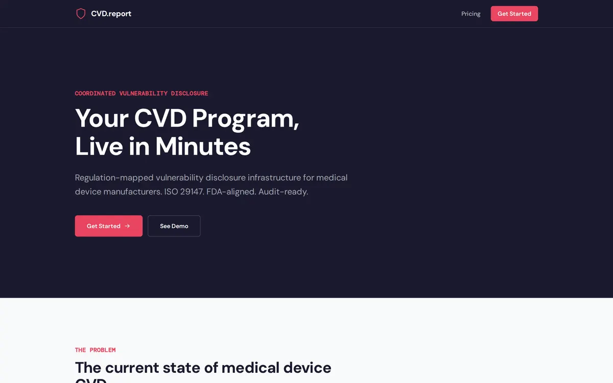 Screenshot of CVD.report