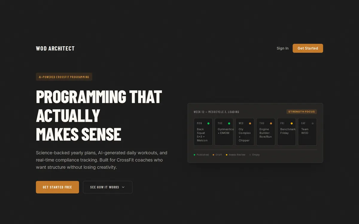 Screenshot of WODArchitect